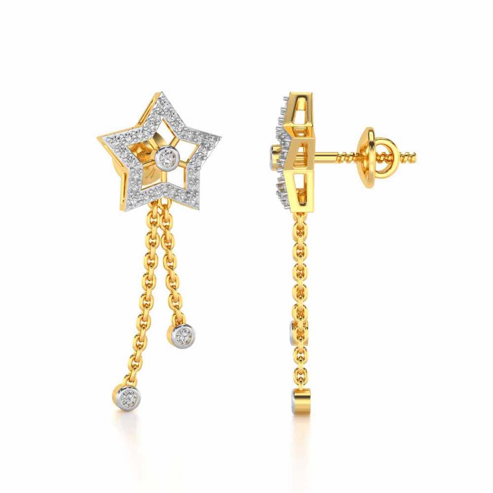 Duo Star Silver Earrings - Yellow Gold - Image 4