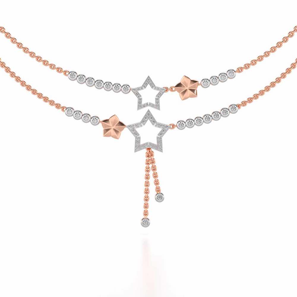 Duo Star Silver Necklace - Rose Gold - Image 1