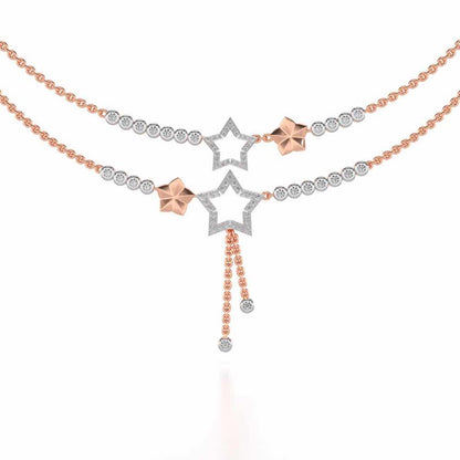 Duo Star Silver Necklace - Rose Gold - Image 1