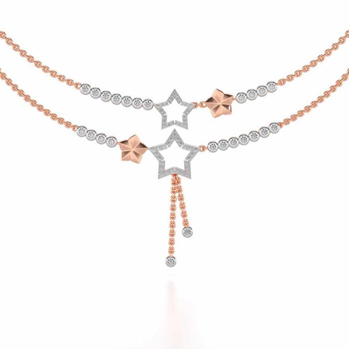 Duo Star Silver Necklace - Rose Gold - Image 1