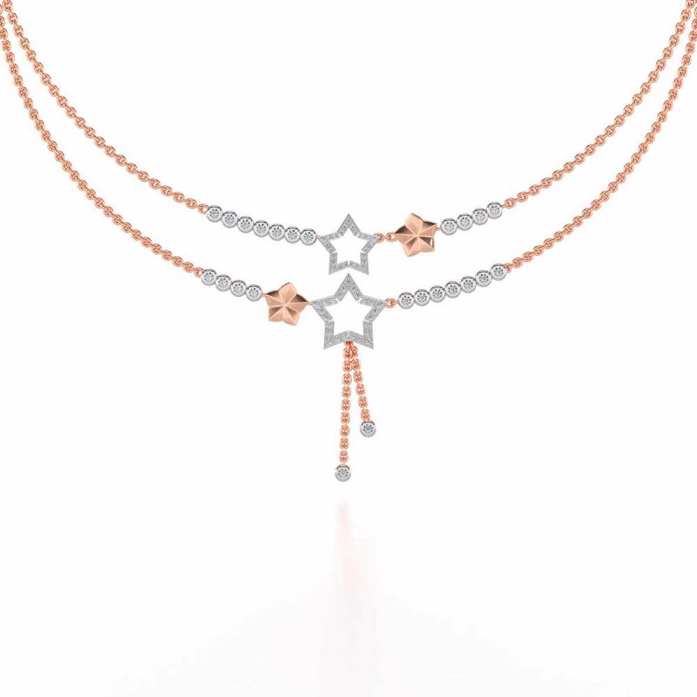 Duo Star Silver Necklace - Rose Gold - Image 2