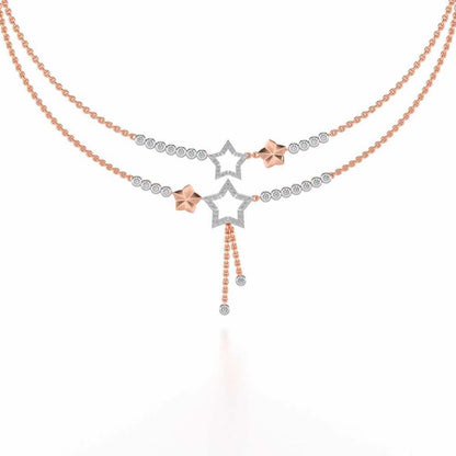 Duo Star Silver Necklace - Rose Gold - Image 2