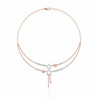 Duo Star Silver Necklace - Rose Gold - Image 3