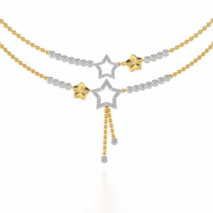 Duo Star Silver Necklace - Yellow Gold - Image 1