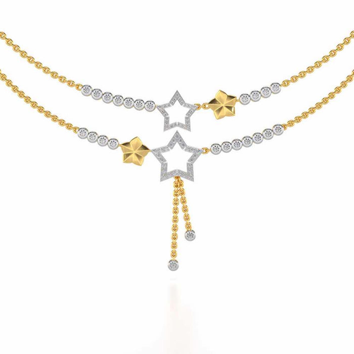 Duo Star Silver Necklace - Yellow Gold - Image 1