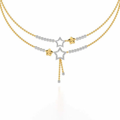 Duo Star Silver Necklace - Yellow Gold - Image 2