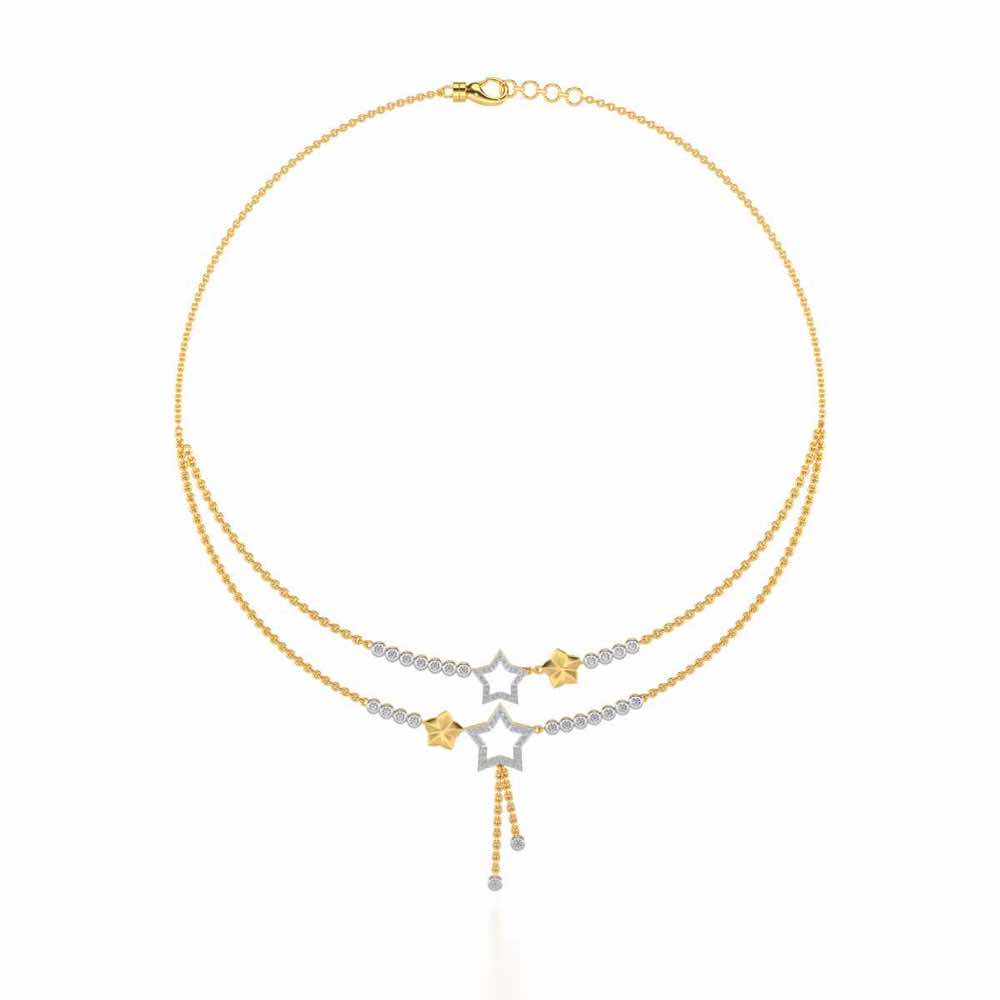 Duo Star Silver Necklace - Yellow Gold - Image 3