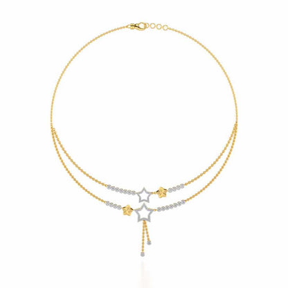 Duo Star Silver Necklace - Yellow Gold - Image 3