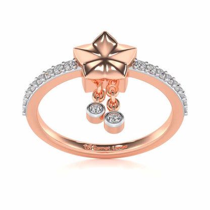 Duo Star Silver Ring - Rose Gold - Image 2