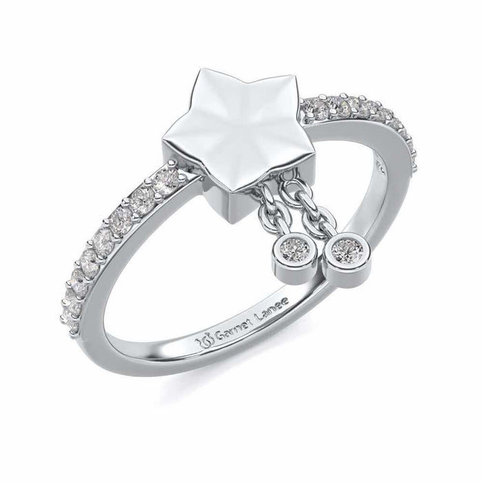 Duo Star Silver Ring - White Gold - Image 1