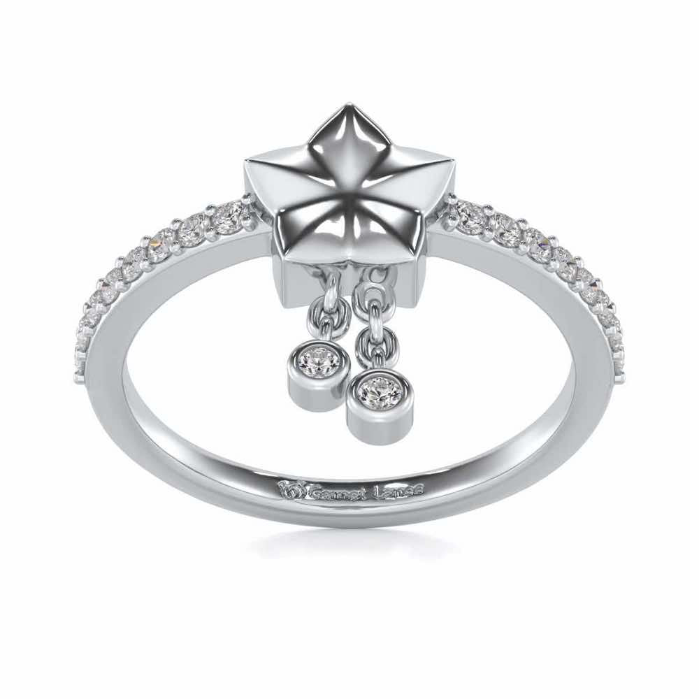 Duo Star Silver Ring - White Gold - Image 2