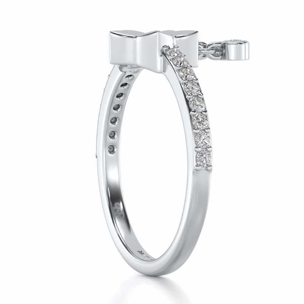 Duo Star Silver Ring - White Gold - Image 4