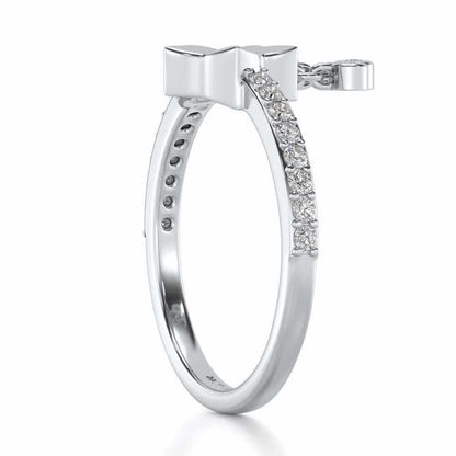 Duo Star Silver Ring - White Gold - Image 4