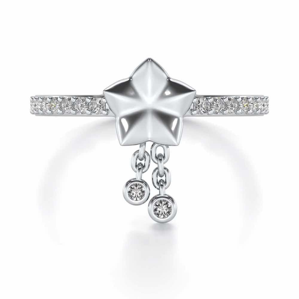 Duo Star Silver Ring - White Gold - Image 5