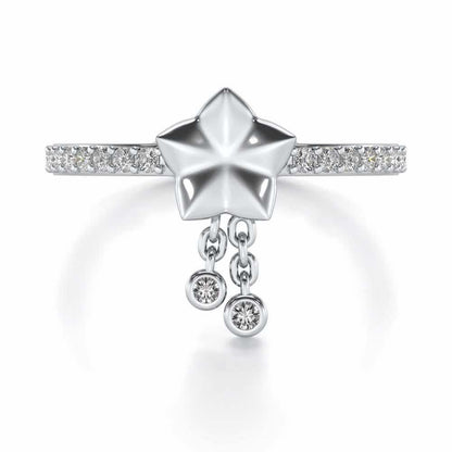 Duo Star Silver Ring - White Gold - Image 5