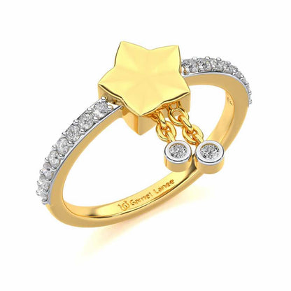 Duo Star Silver Ring - Yellow Gold - Image 1