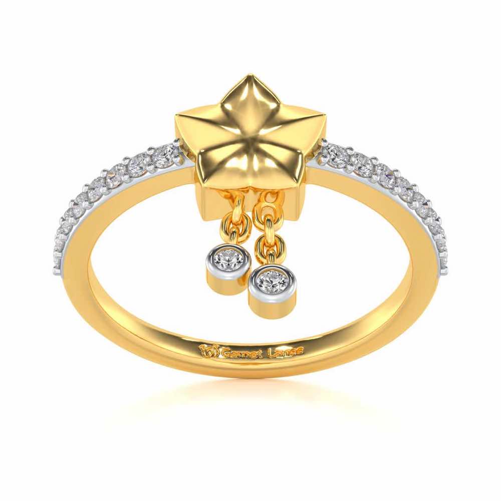 Duo Star Silver Ring - Yellow Gold - Image 2
