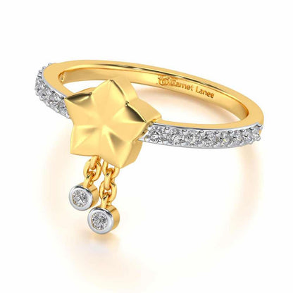 Duo Star Silver Ring - Yellow Gold - Image 3