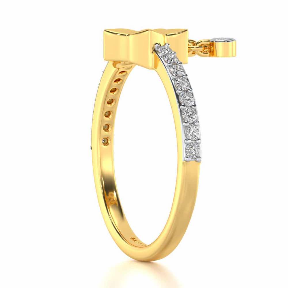 Duo Star Silver Ring - Yellow Gold - Image 4