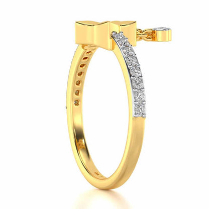 Duo Star Silver Ring - Yellow Gold - Image 4