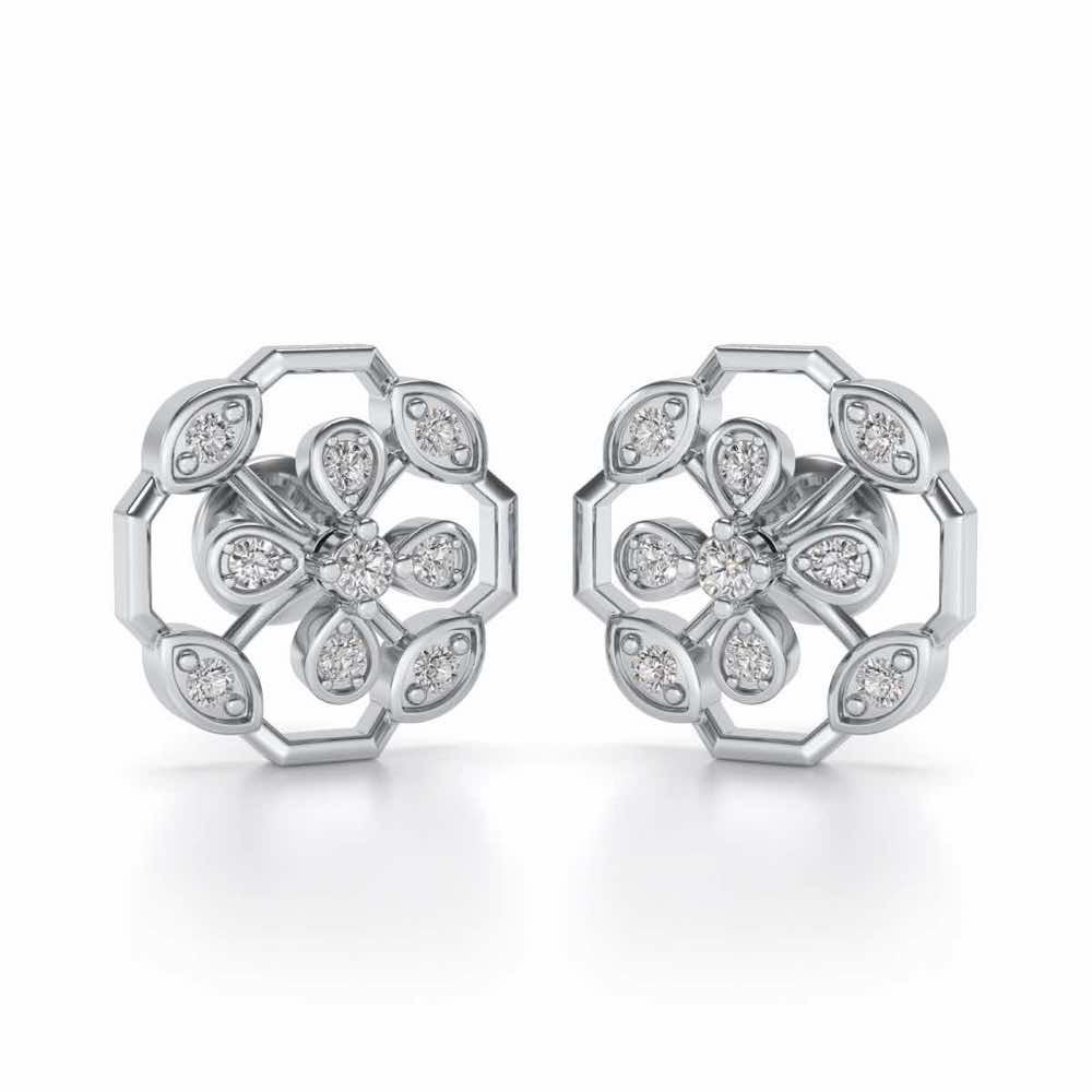 Elegante Silver Studs - White Gold - Image 1