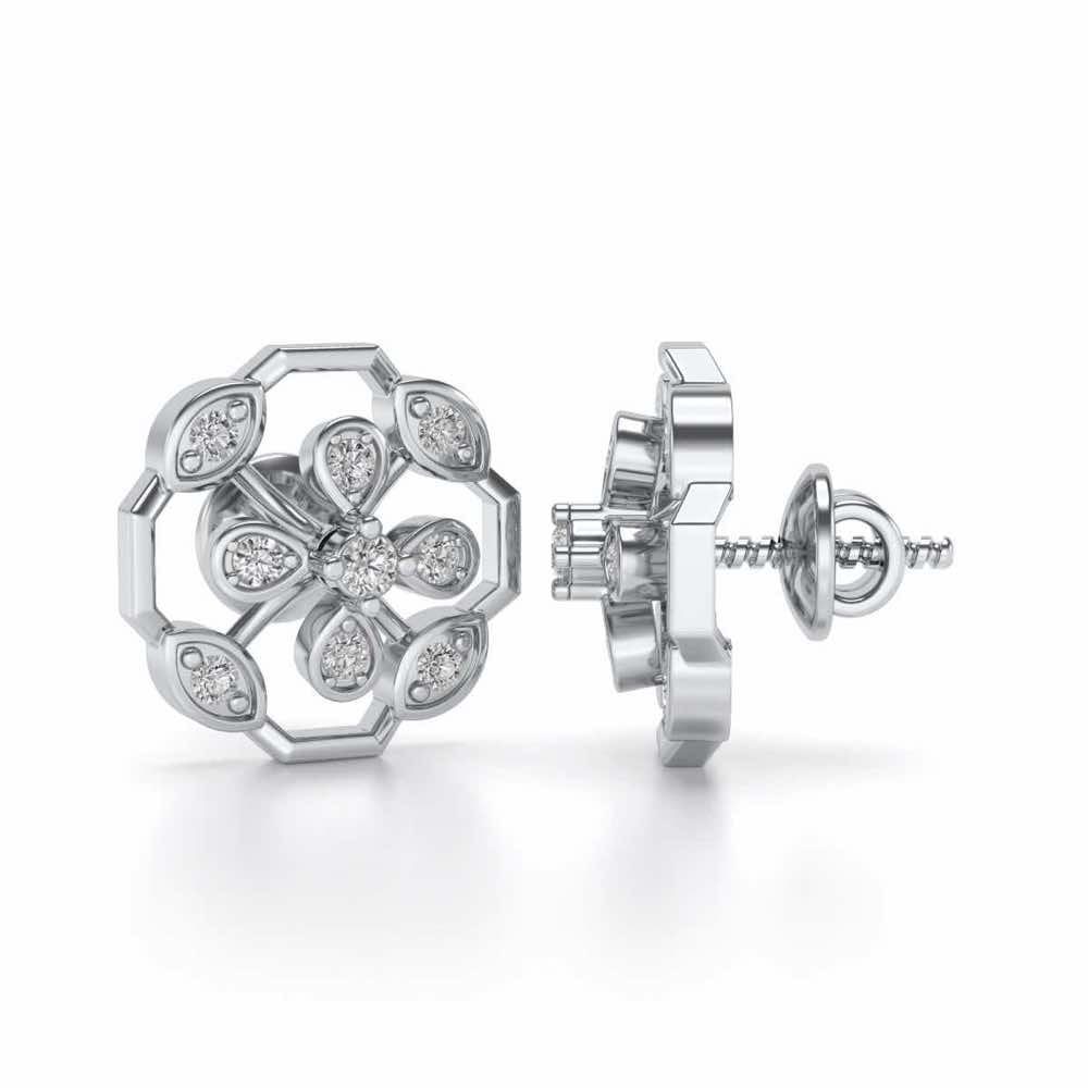 Elegante Silver Studs - White Gold - Image 4