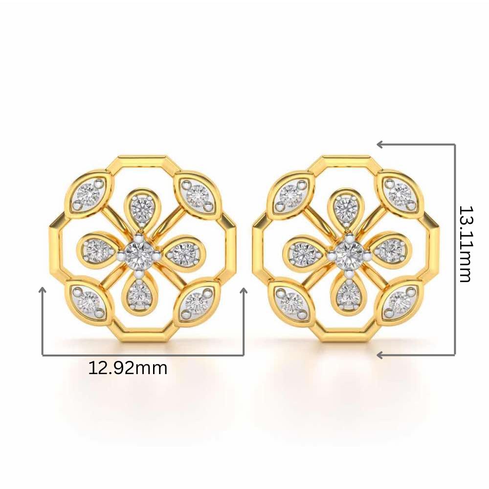 Elegante Silver Studs - Yellow Gold - Image 2
