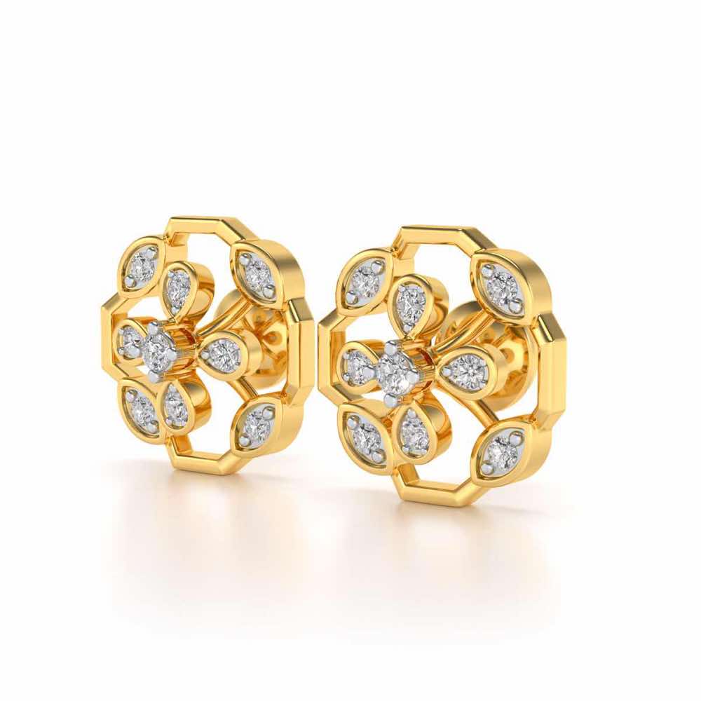 Elegante Silver Studs - Yellow Gold - Image 3