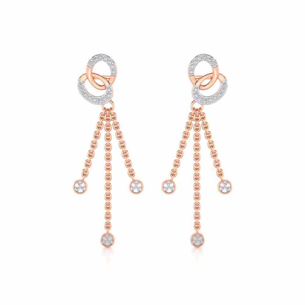 Eclipse Silver Dangler Earrings - Rose Gold - Image 1