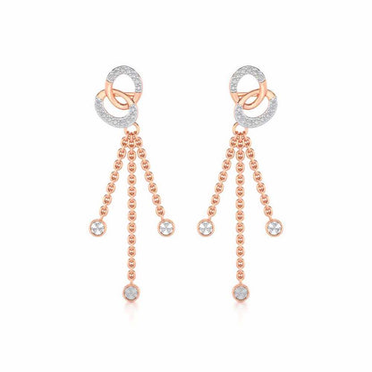 Eclipse Silver Dangler Earrings - Rose Gold - Image 1