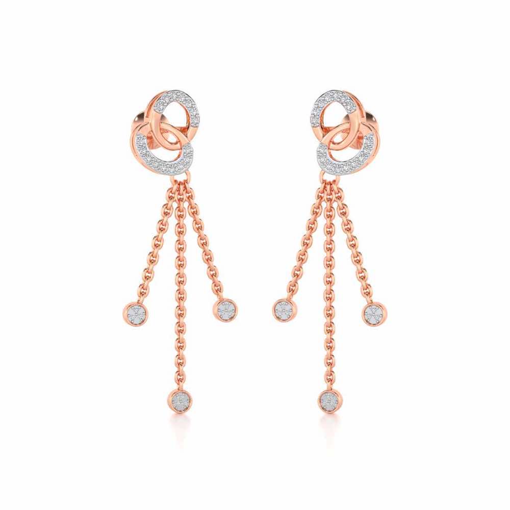 Eclipse Silver Dangler Earrings - Rose Gold - Image 2