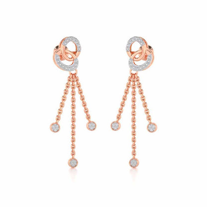 Eclipse Silver Dangler Earrings - Rose Gold - Image 2
