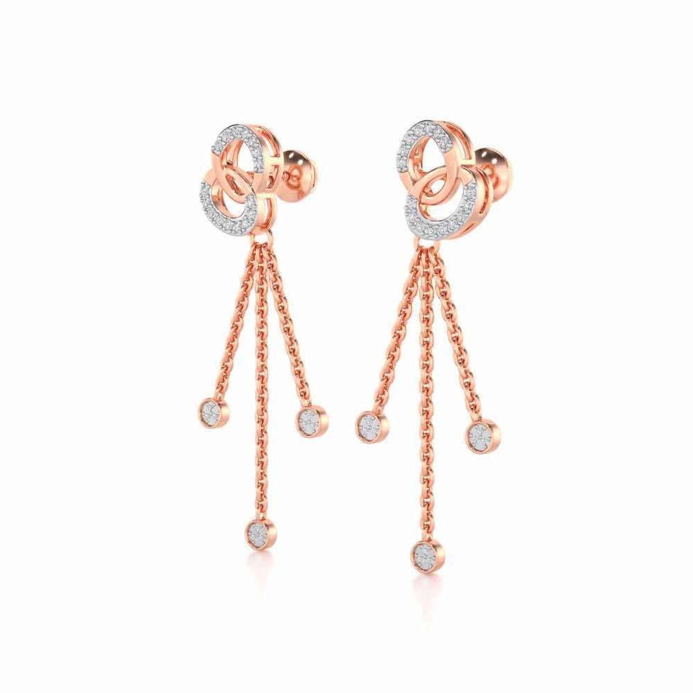 Eclipse Silver Dangler Earrings - Rose Gold - Image 3