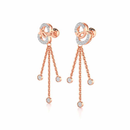 Eclipse Silver Dangler Earrings - Rose Gold - Image 3