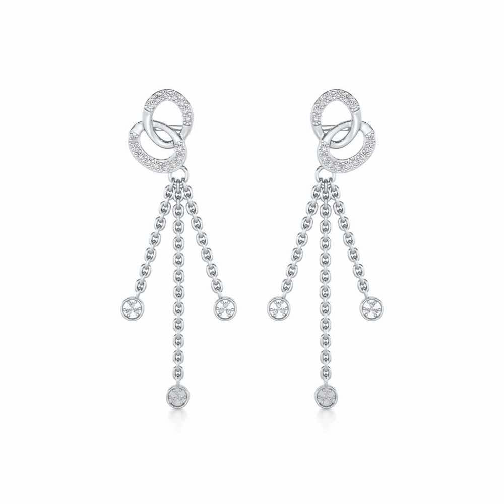 Eclipse Silver Dangler Earrings - White Gold - Image 1