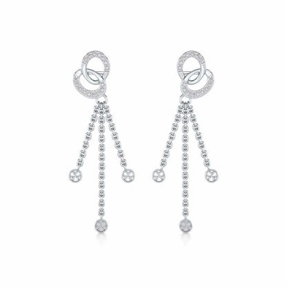 Eclipse Silver Dangler Earrings - White Gold - Image 1