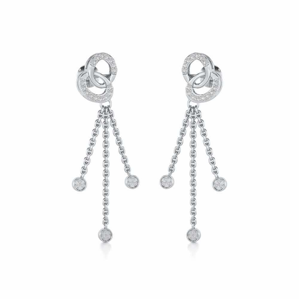 Eclipse Silver Dangler Earrings - White Gold - Image 2