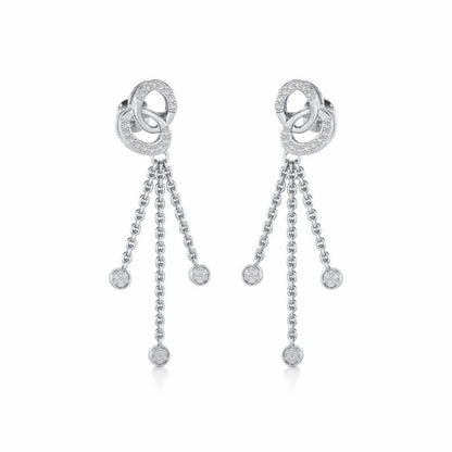 Eclipse Silver Dangler Earrings - White Gold - Image 2