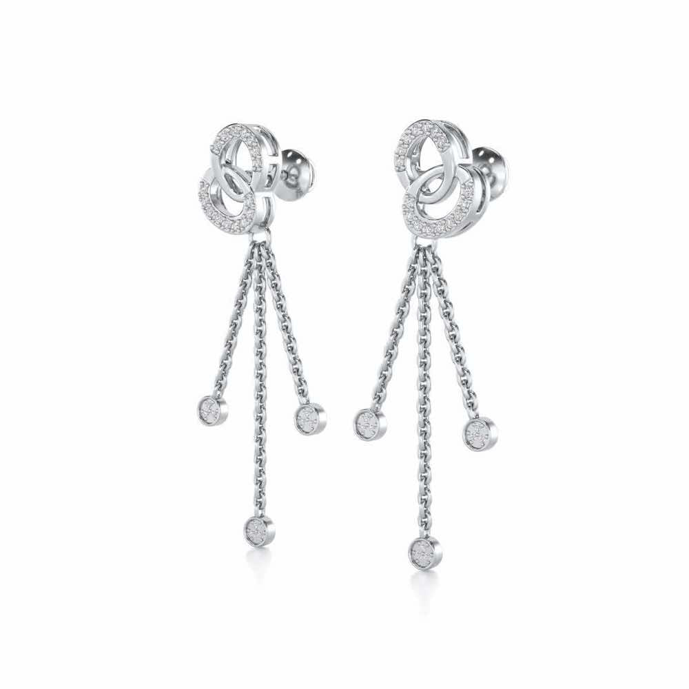 Eclipse Silver Dangler Earrings - White Gold - Image 3