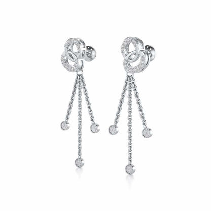 Eclipse Silver Dangler Earrings - White Gold - Image 3