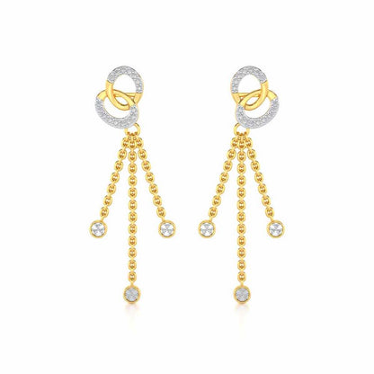 Eclipse Silver Dangler Earrings - Yellow Gold - Image 1
