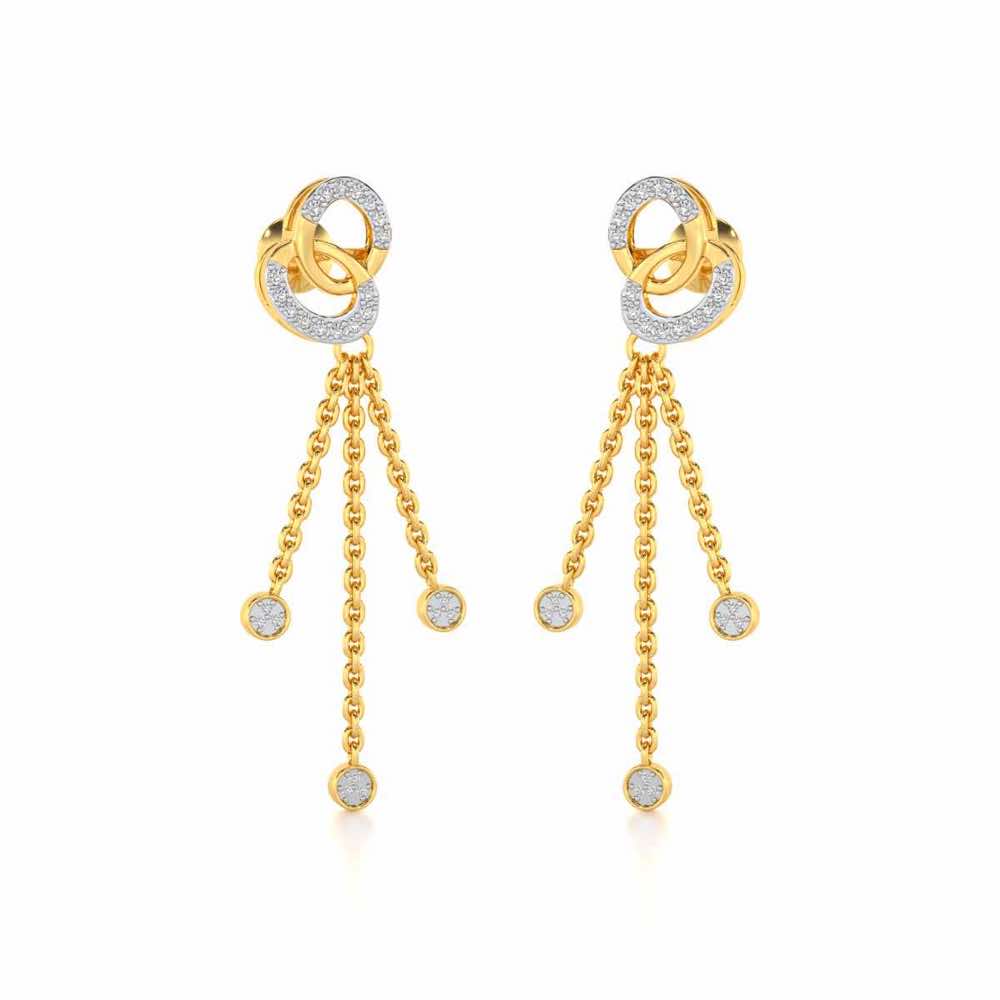 Eclipse Silver Dangler Earrings - Yellow Gold - Image 2