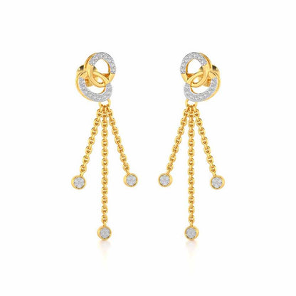 Eclipse Silver Dangler Earrings - Yellow Gold - Image 2