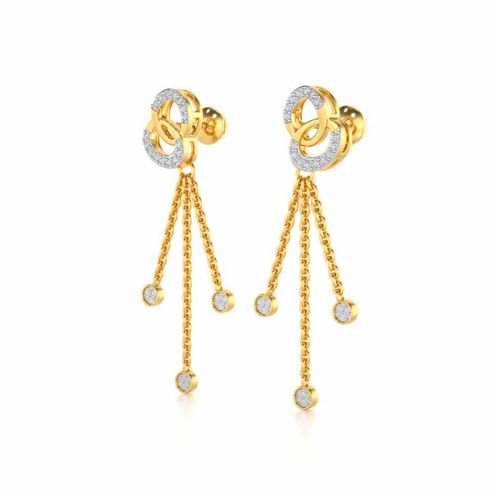 Eclipse Silver Dangler Earrings - Yellow Gold - Image 3