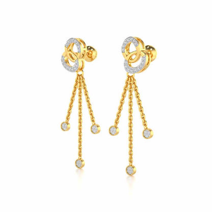 Eclipse Silver Dangler Earrings - Yellow Gold - Image 3