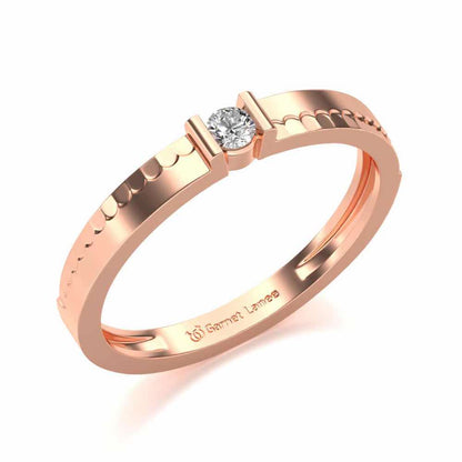 Edged Solitaire Silver Ring - Rose Gold - Image 1
