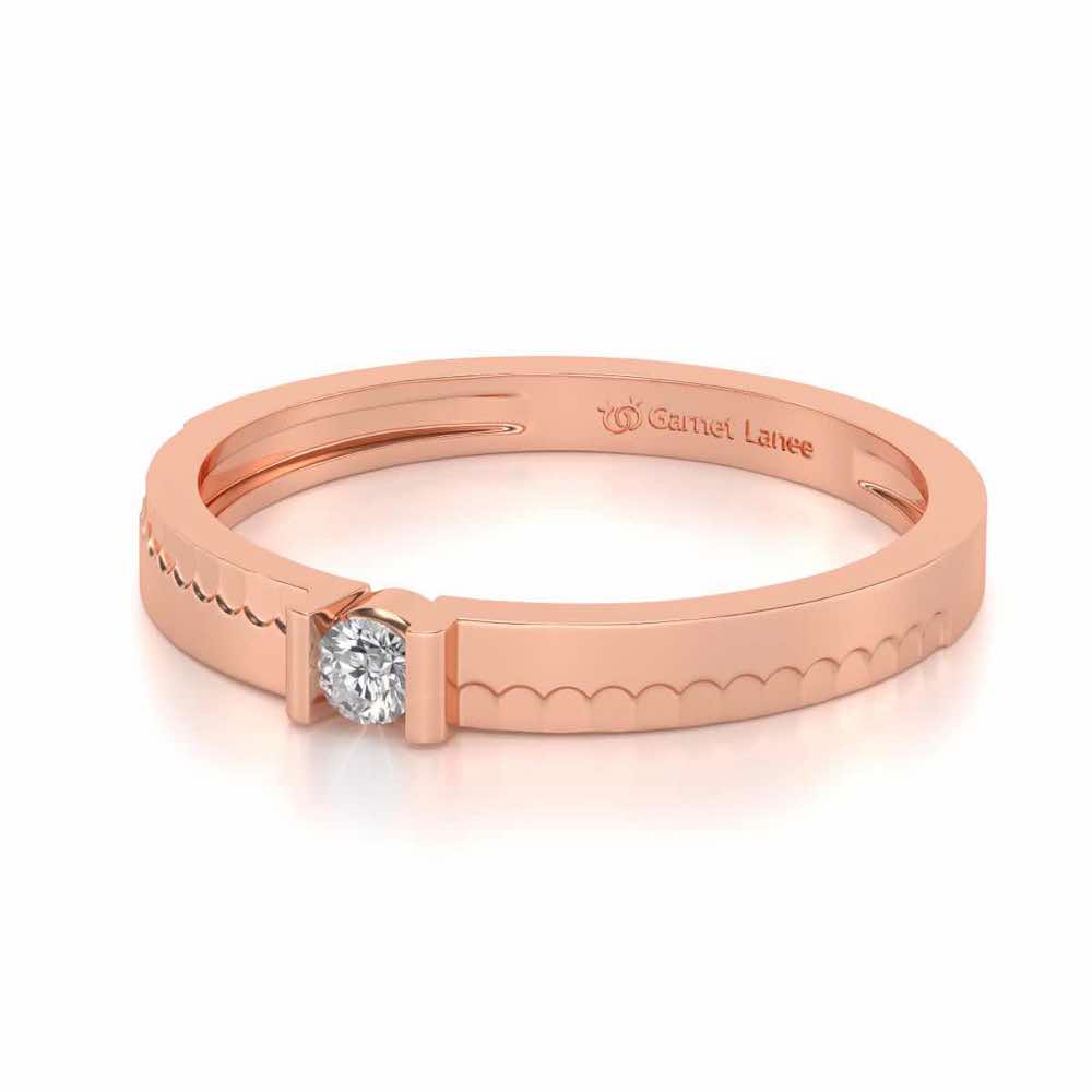 Edged Solitaire Silver Ring - Rose Gold - Image 2