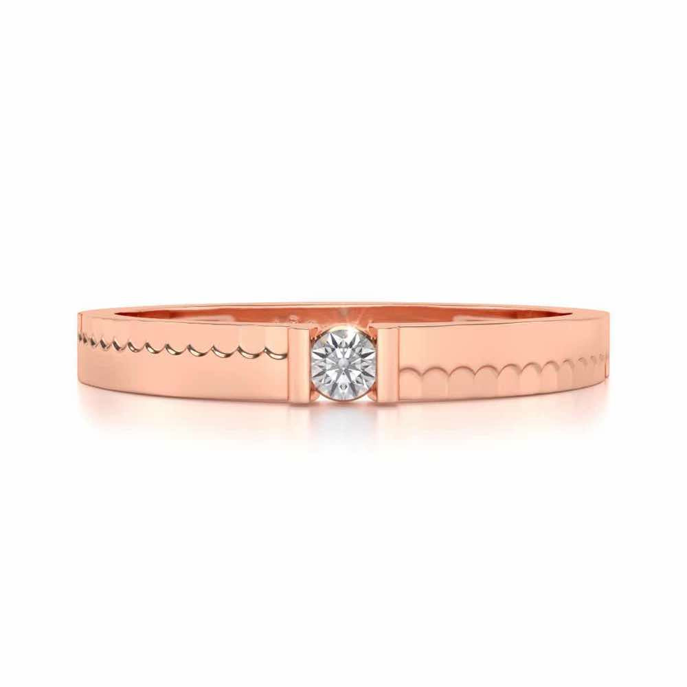 Edged Solitaire Silver Ring - Rose Gold - Image 4