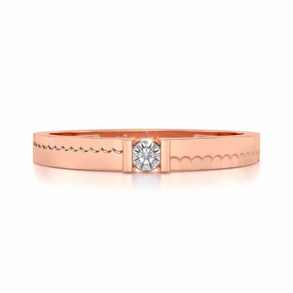 Edged Solitaire Silver Ring - Rose Gold - Image 4