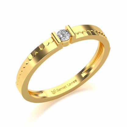 Edged Solitaire Silver Ring - Yellow Gold - Image 1